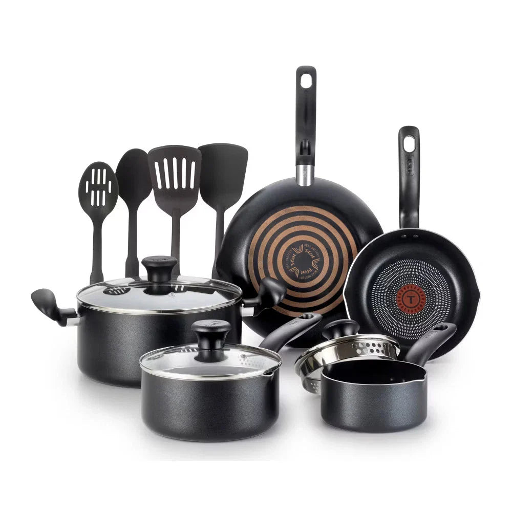 12pc Simply Cook Nonstick Cookware Set Charcoal Black: Kitchen Pan &