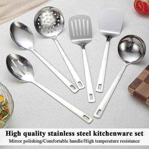 Kitchen Utensils Set 6pcs, Stainless Steel Cooking Utensils Set, Heavy Duty